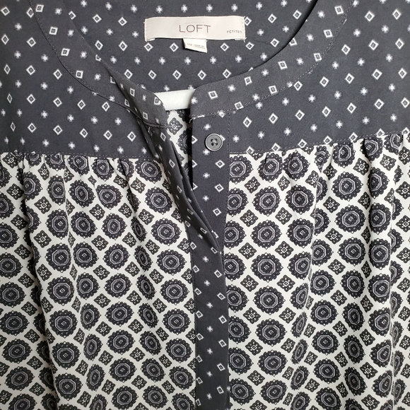 Floral Medallion Petite Medium Mixed Media Longsleeve Popover Belted Tunic Dress - Picture 3 of 9